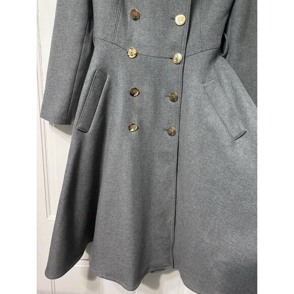Elisabetta Franchi Double Breasted Gray Wool Trench Coat Size 40 - Picture 4 of 16